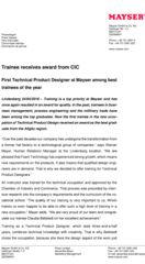 Press release Trainee receives award from CIC