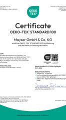 STANDARD 100 by OEKO-TEX® Zertifikat 15.0.72104