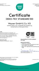 OEKO-TEX® STANDARD 100 Zertifikat 15.0.72104